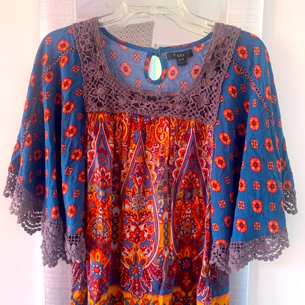 Forever 21 BoHo shirt hippie blouse Flowey hippy shirt - Picture 5 of 5
